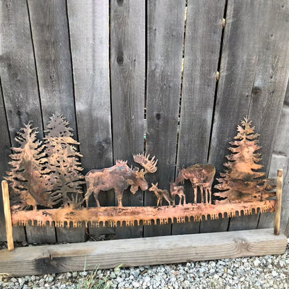 Metal Art Plasma Cut- Moose Under Trees