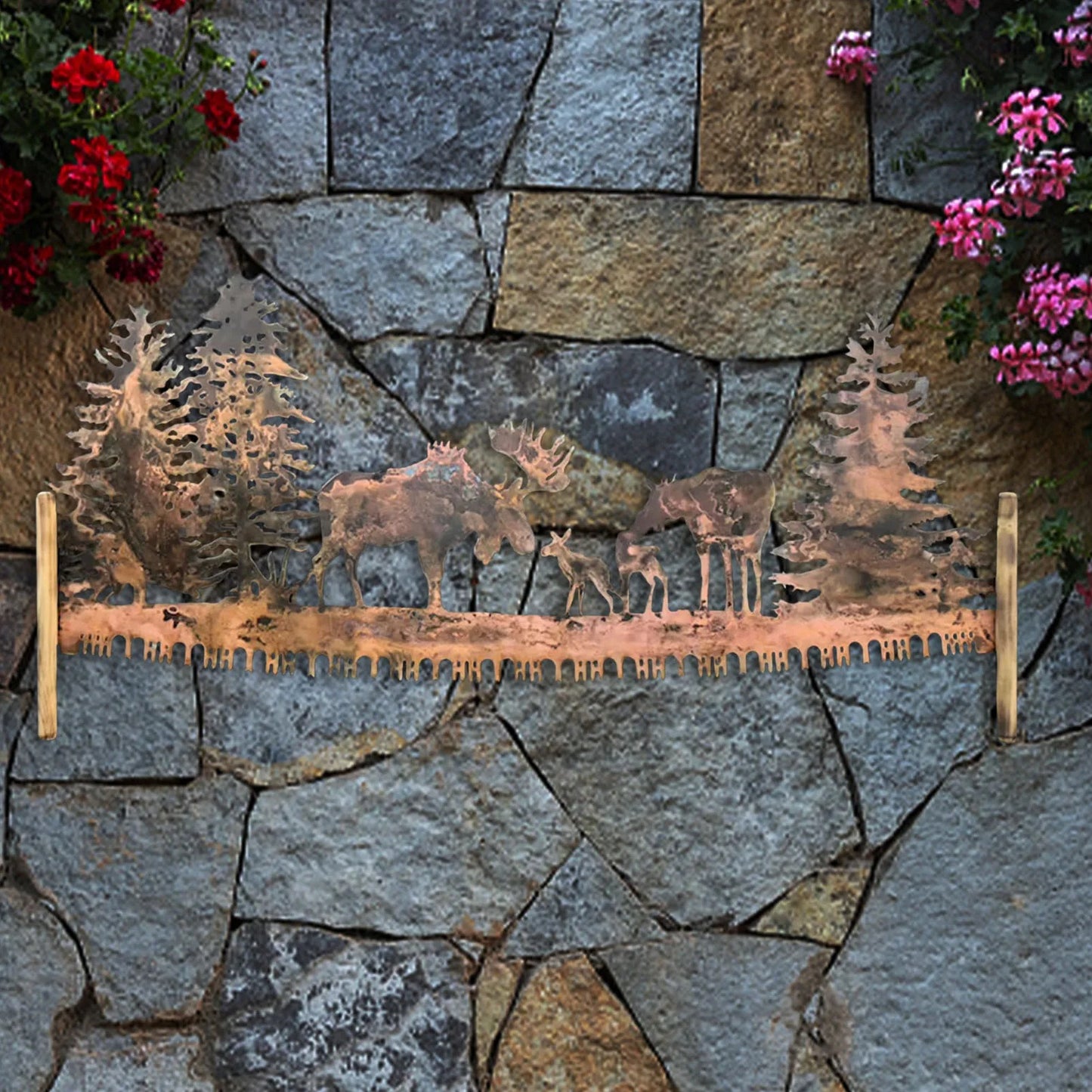 Metal Art Plasma Cut- Moose Under Trees