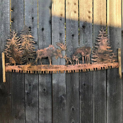 Metal Art Plasma Cut- Moose Under Trees