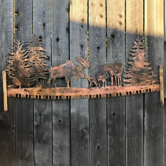 Metal Art Plasma Cut- Moose Under Trees